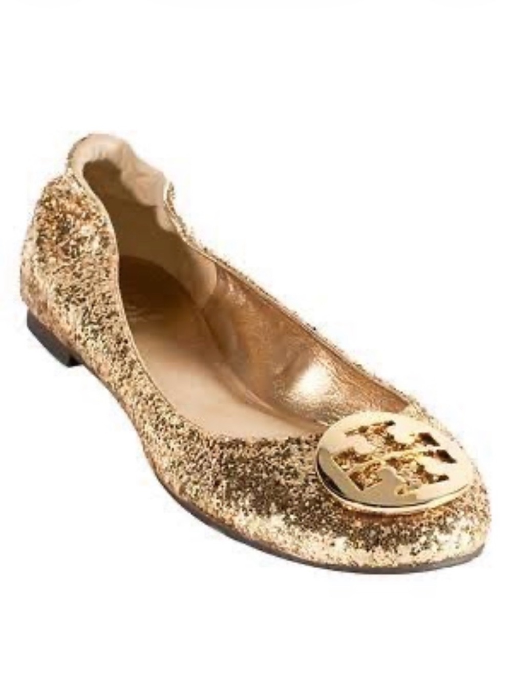 Tory Burch Gold Glitter Reva Ballet Flat - size 8 - GUC